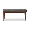 Baxton Studio Itami Mid-Century Modern Dark Grey Fabric Upholstered Medium Oak Finished Wood Dining Bench WHI-Itami-Grey-Medium-Oak-Bench