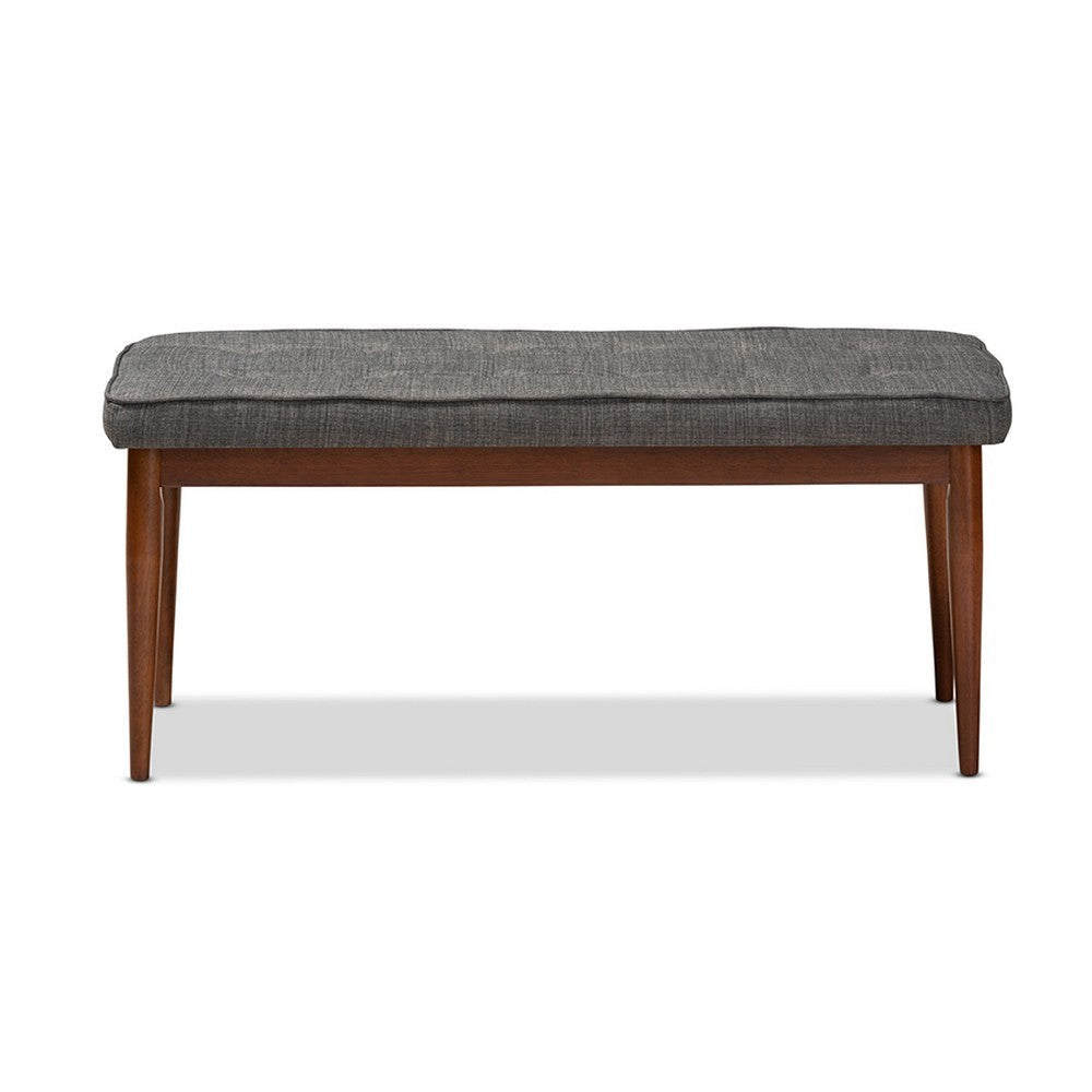 Baxton Studio Itami Mid-Century Modern Dark Grey Fabric Upholstered Medium Oak Finished Wood Dining Bench WHI-Itami-Grey-Medium-Oak-Bench