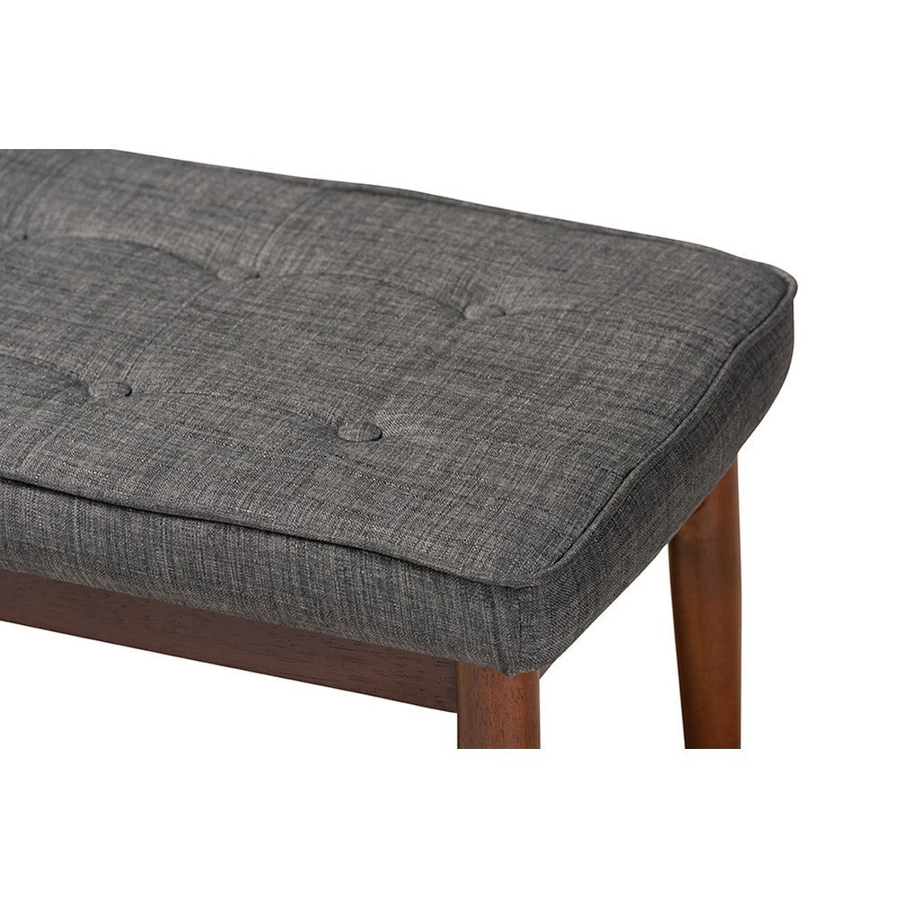 Baxton Studio Itami Mid-Century Modern Dark Grey Fabric Upholstered Medium Oak Finished Wood Dining Bench WHI-Itami-Grey-Medium-Oak-Bench