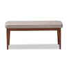 Baxton Studio Itami Mid-Century Modern Light Grey Fabric Upholstered Medium Oak Finished Wood Dining Bench