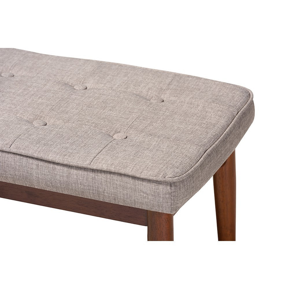 Baxton Studio Itami Mid-Century Modern Light Grey Fabric Upholstered Medium Oak Finished Wood Dining Bench