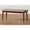 Baxton Studio Itami Mid-Century Modern Light Grey Fabric Upholstered Medium Oak Finished Wood Dining Bench