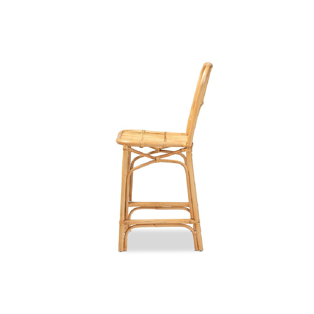 bali & pari Ivora Modern Bohemian Natural Brown Rattan Counter Stool WHI-Ivora-Rattan-CS