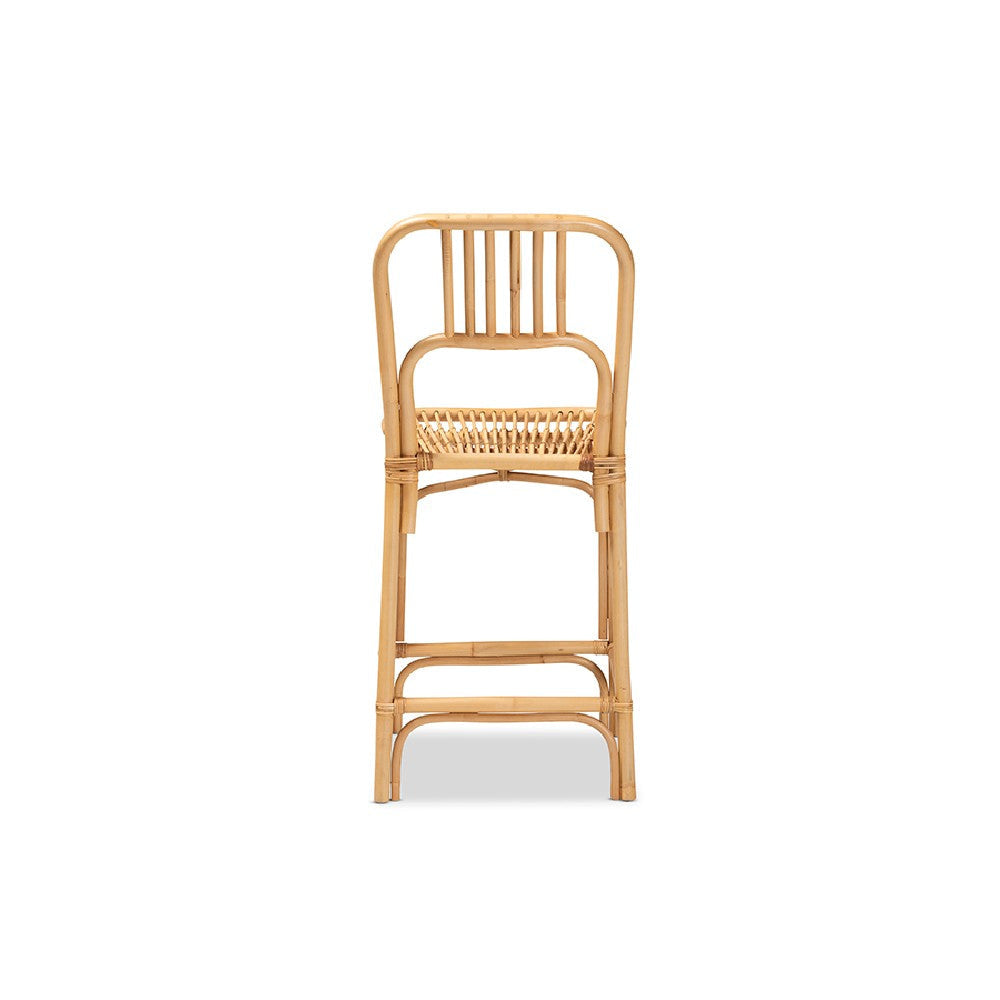 bali & pari Ivora Modern Bohemian Natural Brown Rattan Counter Stool WHI-Ivora-Rattan-CS