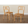 bali & pari Ivora Modern Bohemian Natural Brown Rattan 2-Piece Dining Chair Set