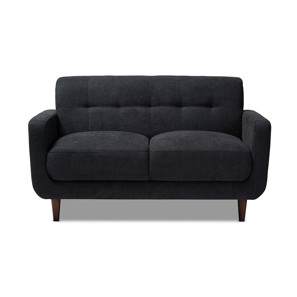 Baxton Studio Allister Mid-Century Modern Dark Grey Fabric Upholstered Loveseat