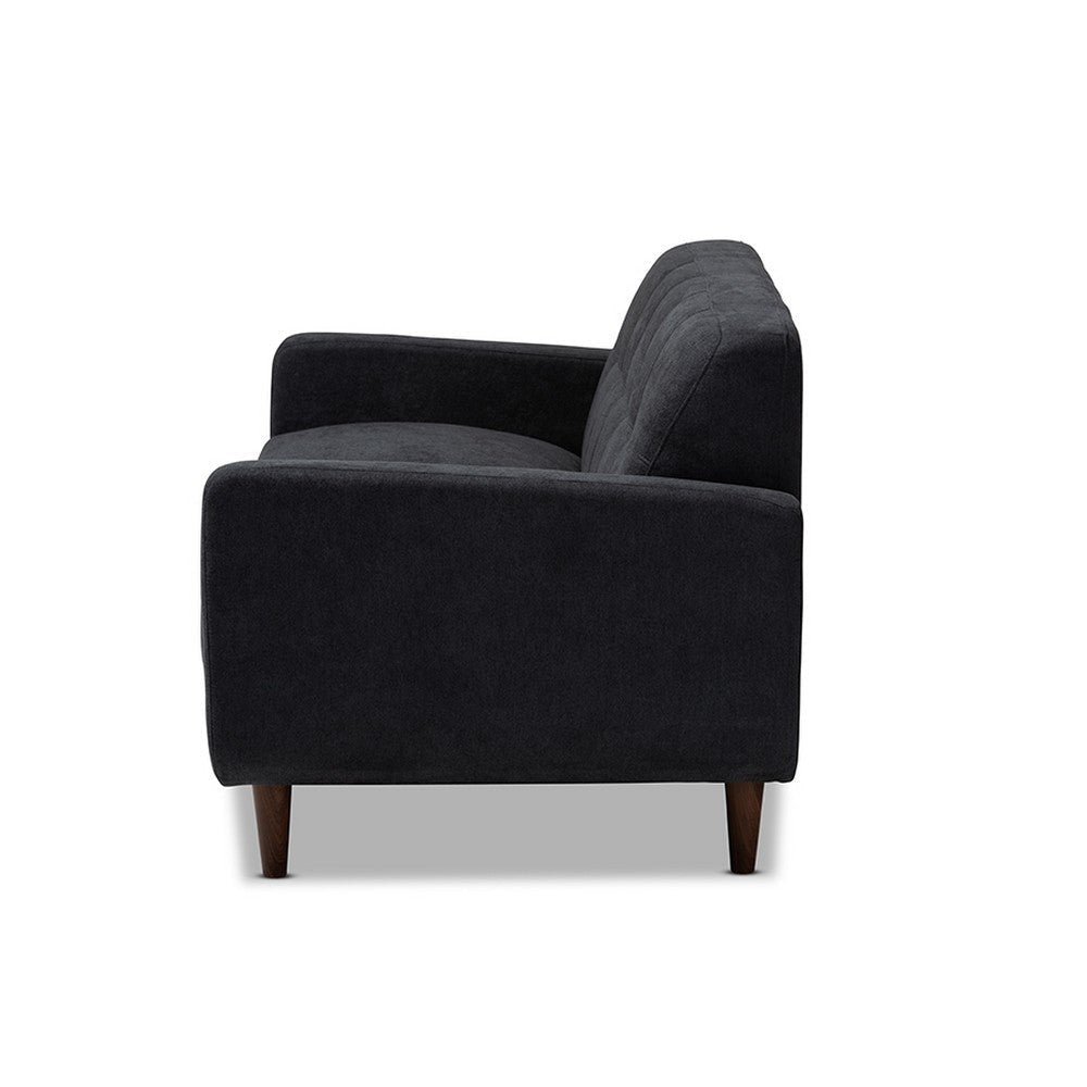 Baxton Studio Allister Mid-Century Modern Dark Grey Fabric Upholstered Loveseat