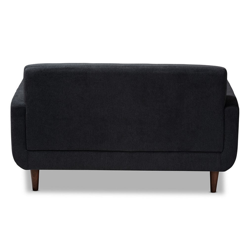 Baxton Studio Allister Mid-Century Modern Dark Grey Fabric Upholstered Loveseat