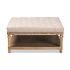 Baxton Studio Kelly Modern and Rustic Beige Linen Fabric Upholstered and Greywashed Wood Cocktail Ottoman WHI-JY-0001-Beige-Greywashed-Otto
