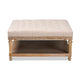Baxton Studio Kelly Modern and Rustic Beige Linen Fabric Upholstered and Greywashed Wood Cocktail Ottoman WHI-JY-0001-Beige-Greywashed-Otto