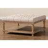 Baxton Studio Kelly Modern and Rustic Beige Linen Fabric Upholstered and Greywashed Wood Cocktail Ottoman
