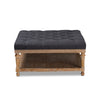 Baxton Studio Kelly Modern and Rustic Charcoal Linen Fabric Upholstered and Greywashed Wood Cocktail Ottoman
