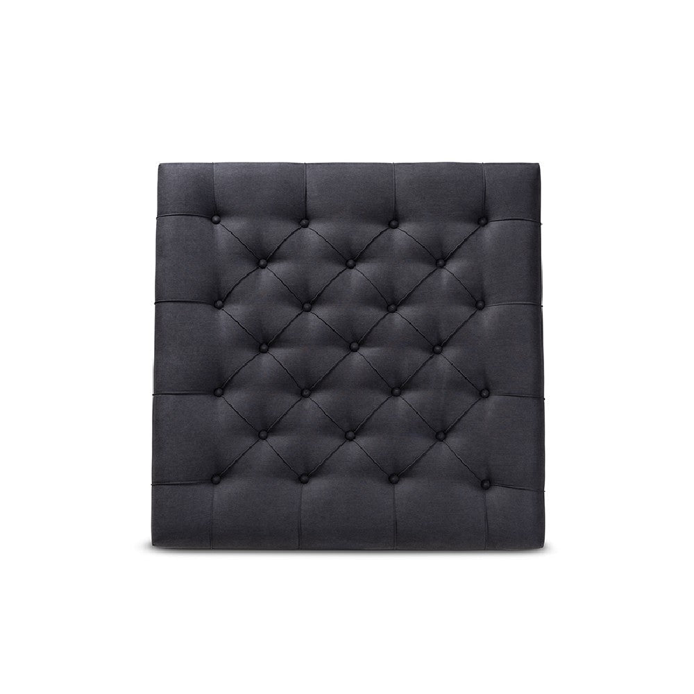 Baxton Studio Kelly Modern and Rustic Charcoal Linen Fabric Upholstered and Greywashed Wood Cocktail Ottoman