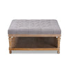 Baxton Studio Kelly Modern and Rustic Grey Linen Fabric Upholstered and Greywashed Wood Cocktail Ottoman
