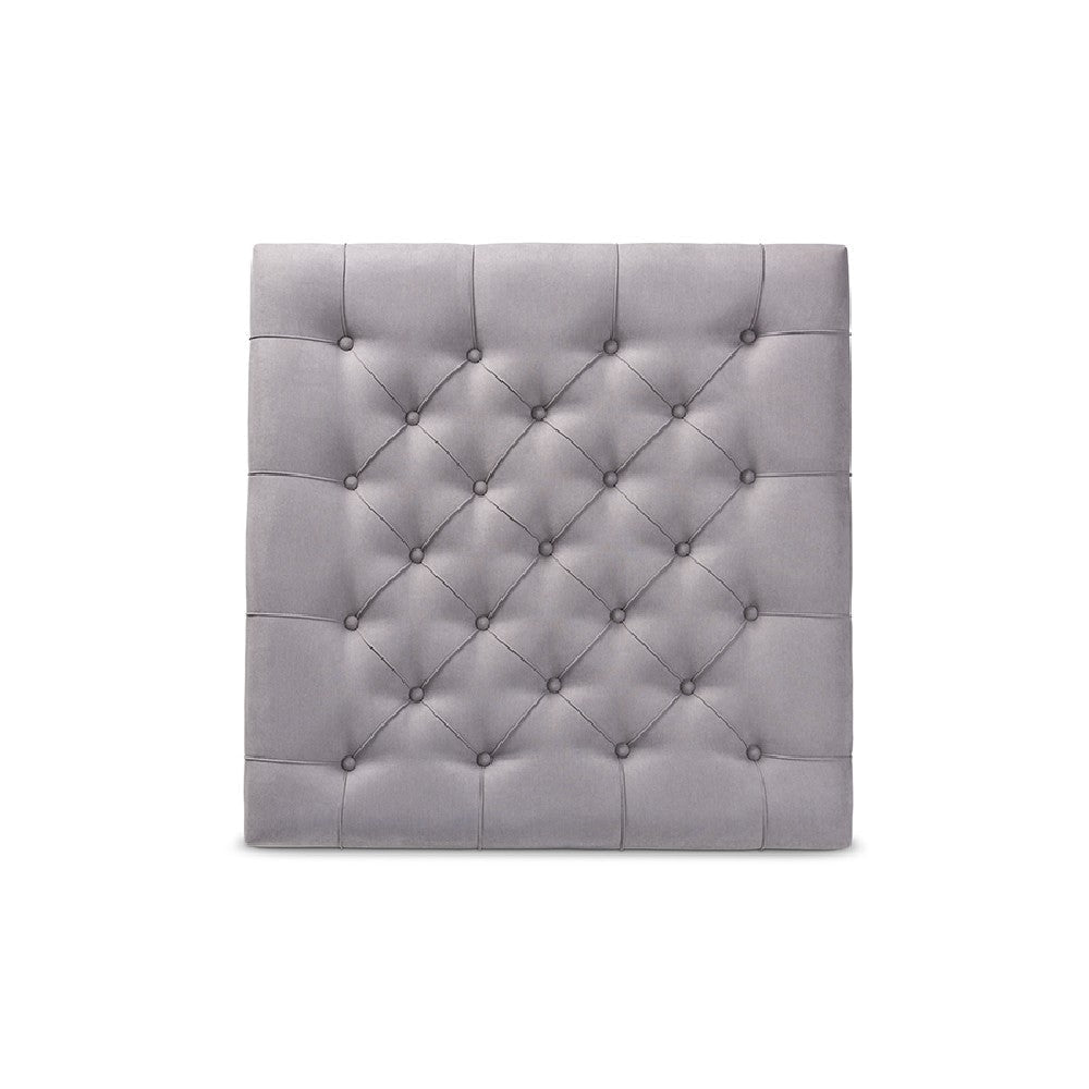 Baxton Studio Kelly Modern and Rustic Grey Linen Fabric Upholstered and Greywashed Wood Cocktail Ottoman
