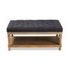 Baxton Studio Lindsey Modern and Rustic Charcoal Linen Fabric Upholstered and Greywashed Wood Cocktail Ottoman