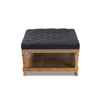 Baxton Studio Lindsey Modern and Rustic Charcoal Linen Fabric Upholstered and Greywashed Wood Cocktail Ottoman
