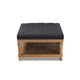 Baxton Studio Lindsey Modern and Rustic Charcoal Linen Fabric Upholstered and Greywashed Wood Cocktail Ottoman