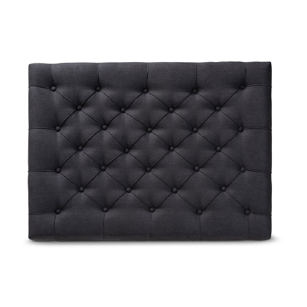 Baxton Studio Lindsey Modern and Rustic Charcoal Linen Fabric Upholstered and Greywashed Wood Cocktail Ottoman