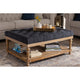 Baxton Studio Lindsey Modern and Rustic Charcoal Linen Fabric Upholstered and Greywashed Wood Cocktail Ottoman
