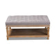 Baxton Studio Lindsey Modern and Rustic Grey Linen Fabric Upholstered and Greywashed Wood Cocktail Ottoman WHI-JY-0002-Grey-Greywashed-Otto