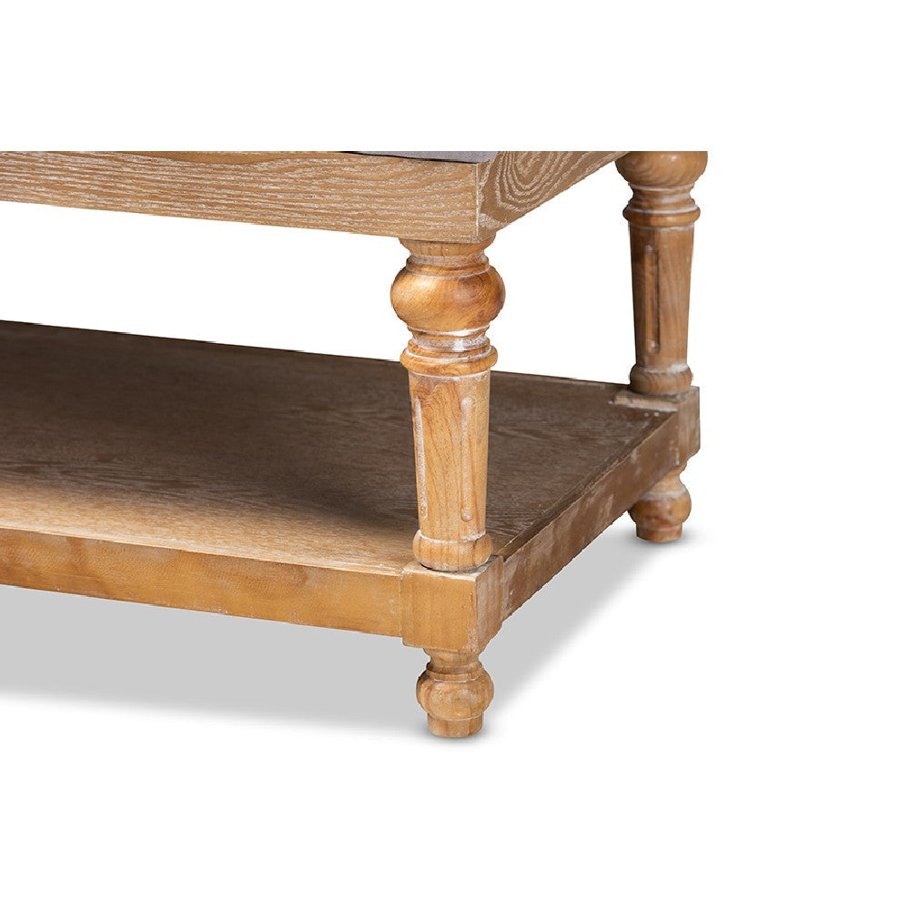 Baxton Studio Linda Modern and Rustic Grey Linen Fabric Upholstered and Greywashed Wood Storage Bench WHI-JY-0003-Grey-Greywashed-Bench