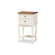 Baxton Studio Darla Classic and Traditional French White and Cherry Brown Finished Wood 2-Drawer End Table WHI-JY-132041-2DW-ET