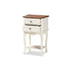 Baxton Studio Darla Classic and Traditional French White and Cherry Brown Finished Wood 2-Drawer End Table WHI-JY-132041-2DW-ET