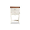 Baxton Studio Darla Classic and Traditional French White and Cherry Brown Finished Wood 2-Drawer End Table WHI-JY-132041-2DW-ET