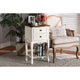 Baxton Studio Darla Classic and Traditional French White and Cherry Brown Finished Wood 2-Drawer End Table WHI-JY-132041-2DW-ET