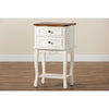 Baxton Studio Darla Classic and Traditional French White and Cherry Brown Finished Wood 2-Drawer End Table