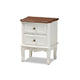 Baxton Studio Darlene Classic and Traditional French White and Cherry Brown Finished Wood 2-Drawer End Table WHI-JY-132054-2-DW-ET