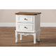 Baxton Studio Darlene Classic and Traditional French White and Cherry Brown Finished Wood 2-Drawer End Table