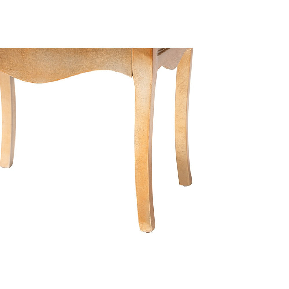 Baxton Studio Patrice Classic and Traditional Gold Finished Wood 2-Drawer End Table WHI-JY15B054-Gold-ET