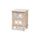 Baxton Studio Celia Transitional Rustic French Country White-Washed Wood and Mirror 2-Drawer Quatrefoil End Table