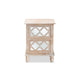Baxton Studio Celia Transitional Rustic French Country White-Washed Wood and Mirror 2-Drawer Quatrefoil End Table