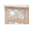 Baxton Studio Celia Transitional Rustic French Country White-Washed Wood and Mirror 2-Drawer Quatrefoil End Table
