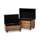 Baxton Studio Marelli Rustic Dark Brown Faux Leather Upholstered 2-Piece Wood Storage Trunk Ottoman Set