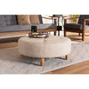 Baxton Studio Vinet Modern and Contemporary Beige Fabric Upholstered Natural Wood Cocktail Ottoman
