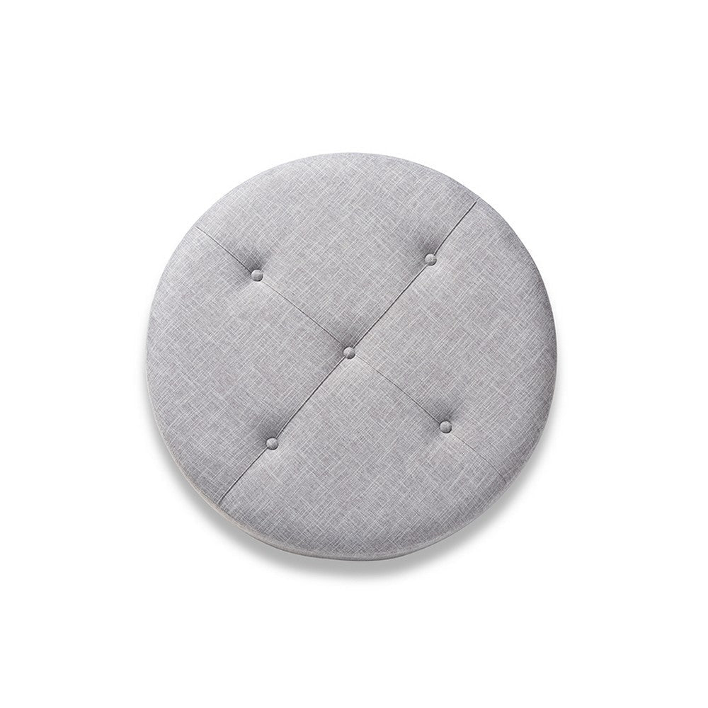 Baxton Studio Vinet Modern and Contemporary Light Gray Fabric Upholstered Natural Wood Cocktail Ottoman