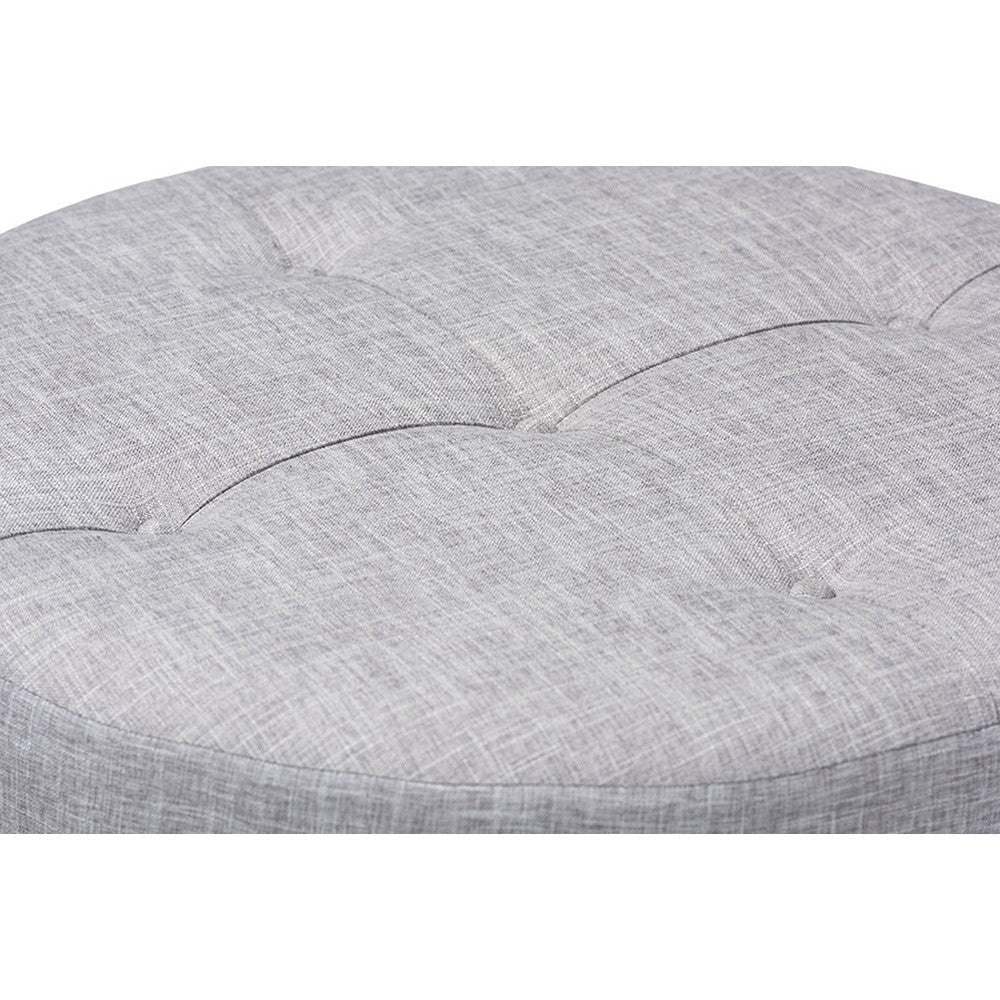 Baxton Studio Vinet Modern and Contemporary Light Gray Fabric Upholstered Natural Wood Cocktail Ottoman