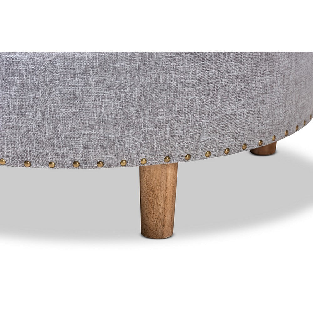 Baxton Studio Vinet Modern and Contemporary Light Gray Fabric Upholstered Natural Wood Cocktail Ottoman