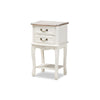 Baxton Studio Amalie Antique French Country Cottage Two-Tone White and Oak Finished 2-Drawer Wood End Table WHI-JY17B088-White-ET