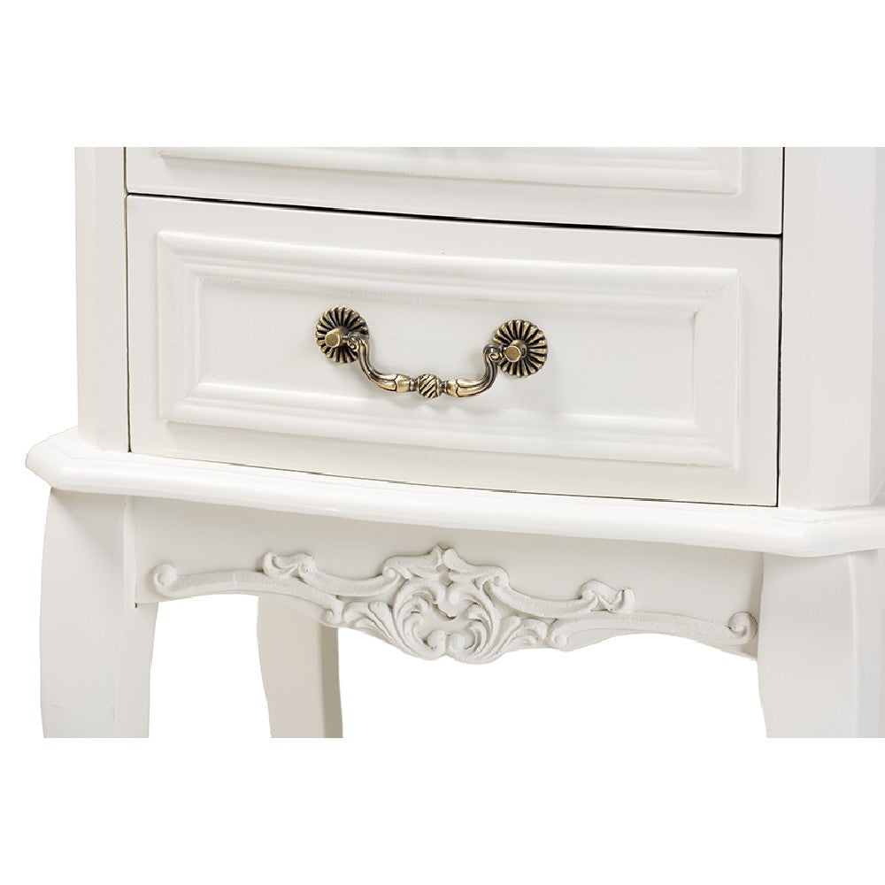 Baxton Studio Amalie Antique French Country Cottage Two-Tone White and Oak Finished 2-Drawer Wood End Table WHI-JY17B088-White-ET