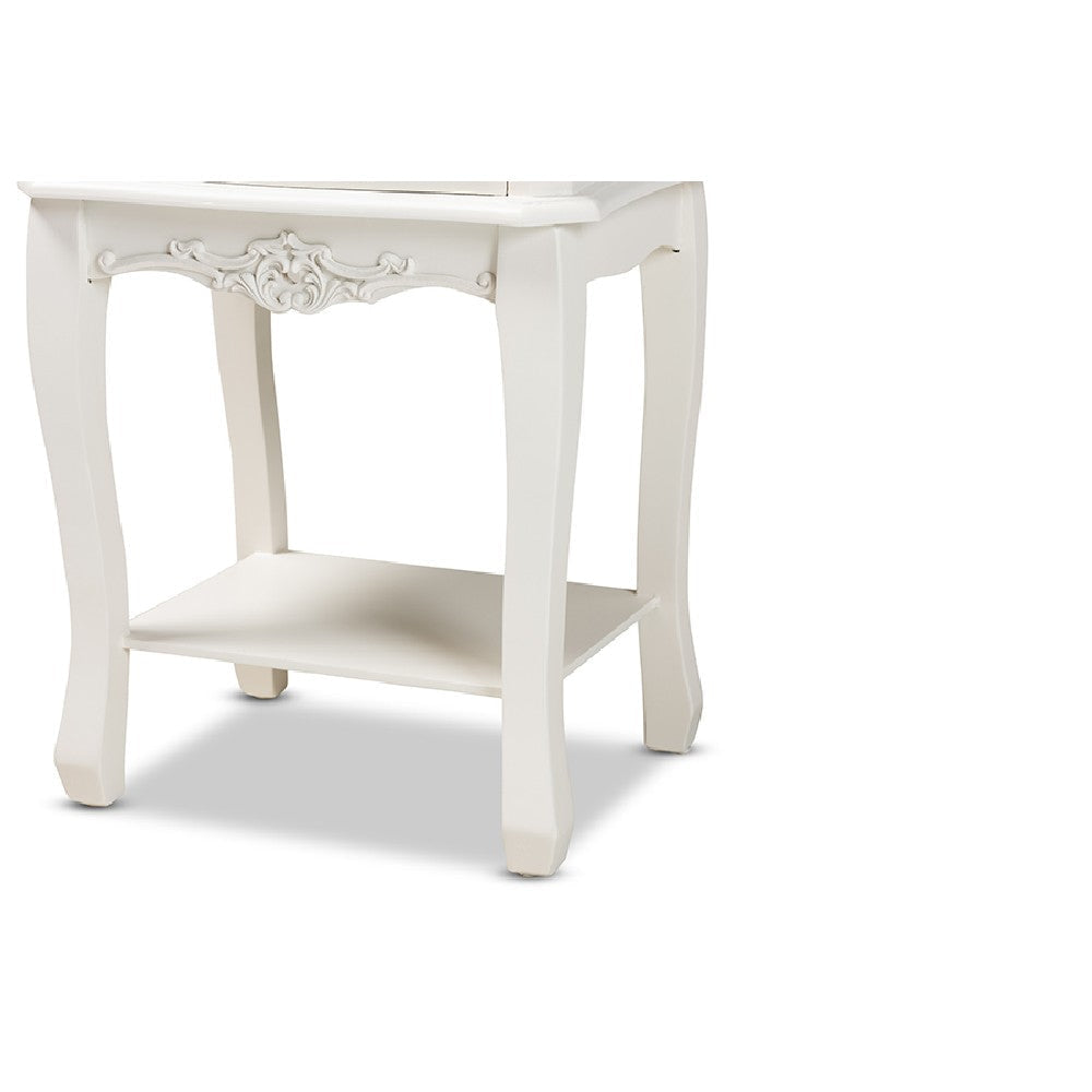 Baxton Studio Amalie Antique French Country Cottage Two-Tone White and Oak Finished 2-Drawer Wood End Table