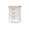 Baxton Studio Capucine Antique French Country Cottage Two Tone Natural Whitewashed Oak and White Finished Wood 3-Drawer End Table