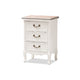 Baxton Studio Capucine Antique French Country Cottage Two Tone Natural Whitewashed Oak and White Finished Wood 3-Drawer End Table