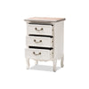 Baxton Studio Capucine Antique French Country Cottage Two Tone Natural Whitewashed Oak and White Finished Wood 3-Drawer End Table