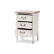 Baxton Studio Capucine Antique French Country Cottage Two Tone Natural Whitewashed Oak and White Finished Wood 3-Drawer End Table