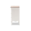 Baxton Studio Capucine Antique French Country Cottage Two Tone Natural Whitewashed Oak and White Finished Wood 3-Drawer End Table